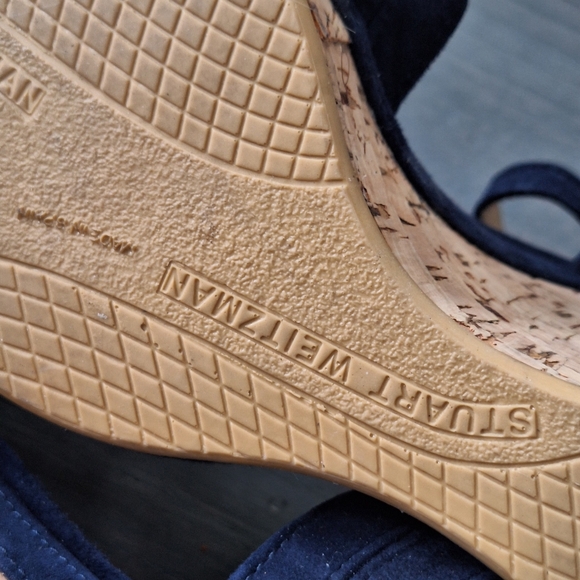 Stuart Weitzman Minky Platform Wedge Sandal Blue 9.5 EUC - Picture 12 of 16